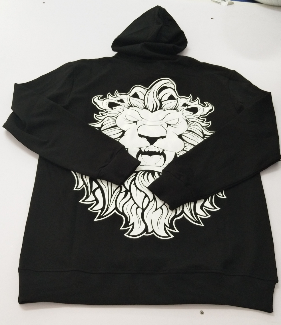 Pullover Hoodie "Lion" Design in Black
