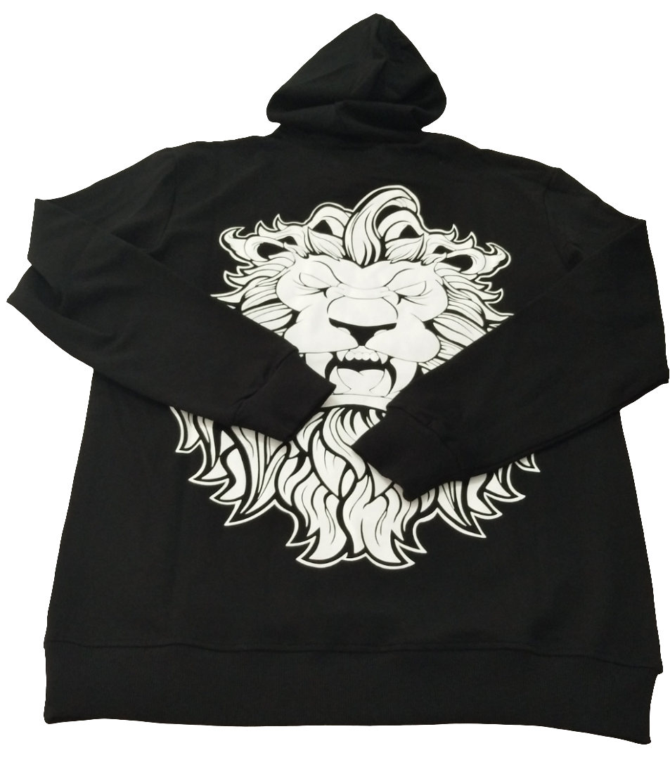 Pullover Hoodie "Lion" Design in Black