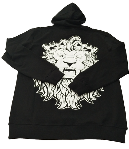 Pullover Hoodie "Lion" Design in Black
