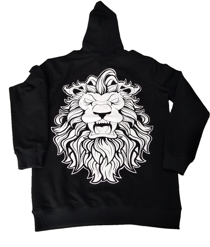 Pullover Hoodie "Lion" Design in Black