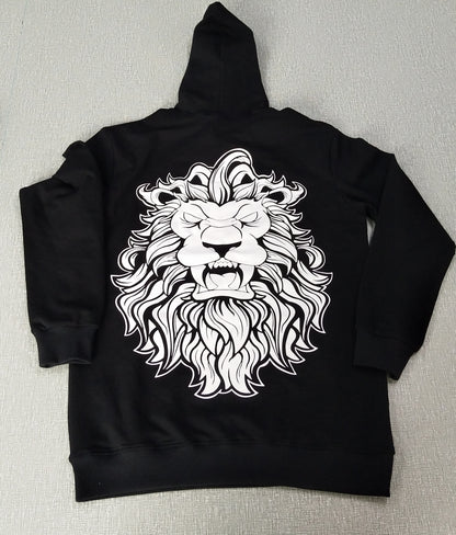 Pullover Hoodie "Lion" Design in Black